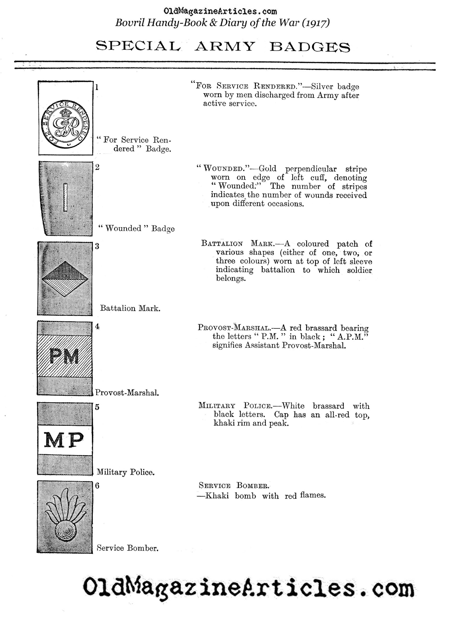 Special British Army Badges  (Bovril Booklet, 1917)